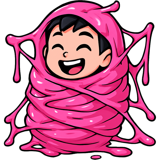 #FF69B4 slikworm cocooned pod black haired boy happy covered with #FF69B4 huge coating of #FF69B4 slik and #FF69B4 slik wrappings and covered with #FF69B4 huge coating of #FF69B4 webbing