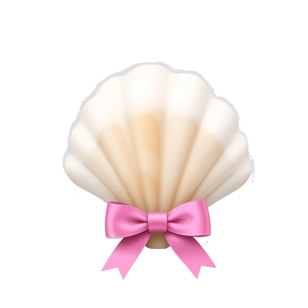 Shell with pink ribbon bow