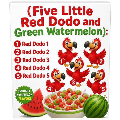 (Five Little Red Dodo and Green Watermelon): Red Dodo 1, Red Dodo 2, Red Dodo 3, Red Dodo 4, Red Dodo 5