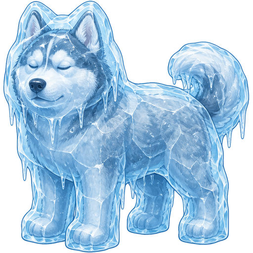 clipart cartoon style frozen frozen frozen husky dog frozen head completely frozen in a huge thick coat of ice body completely frozen in a huge thick coat of ice fore legs completely frozen in a huge thick coat of ice hind legs completely frozen in a huge thick coat of ice tail frozen frozen in a huge thick coat of ice face completely frozen in a thick coat of ice clipart cartoon style