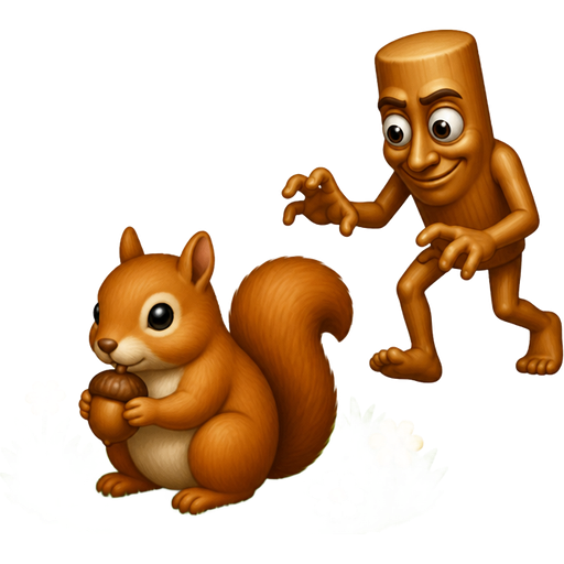 A squirrel is minding its own business in a feild and Tung Tung Tung sahuar is creeping up trying to kidnap it