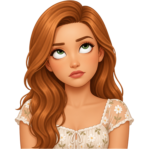light skin woman with natural green eyes and long copper brown hair wearing a summer illusion top short sleeves eye rolling