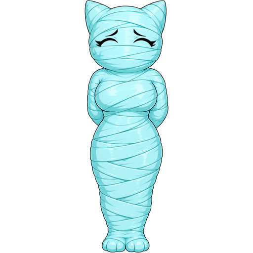 wrapped up and mummified fully covered in a #B8FFFF spider slik cocoon shaped like anthro green female cat warrior anthro worried arms behind back with #B8FFFF spider slik wrappings completely covered with thick layers non-transparent #B8FFFF spider slik wrappings