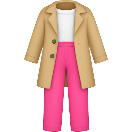 Unos pantalones rosas con los bolsillos delante en la parte de de arriba una blusa blanca y una gabardina beige