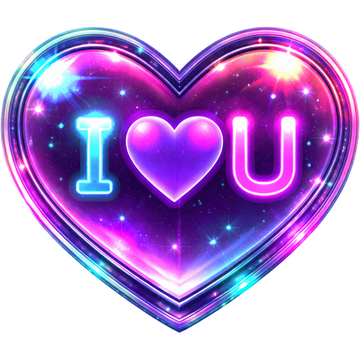 I 💜 U written inside a beautifully shaped 3D heart that looks like it's puffed out for a realistic 3D effect.