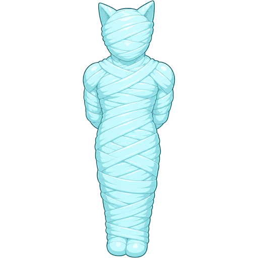 #B8FFFF sticky slik mummy-like-cocoon male cat boy anthro entombed wrapped up and mummified fully covered in a #B8FFFF spider slik cocoon shaped like male cat boy anthro with arms behind back with #B8FFFF spider slik wrappings completely covered with thick layers non-transparent #B8FFFF spider slik wrappings #B8FFFF