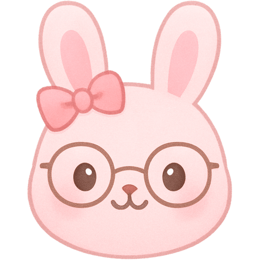 A very cute bunny, but is the lightest shade of pink ever just a tiny bit dark but not at dark at all and it has a pink bow it has glasses on