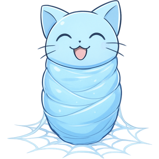 #B8FFFF slikworm cocooned pod #B8FFFF cat happy inside covered with #B8FFFF huge coating of #B8FFFF slik and #B8FFFF slik wrappings and #B8FFFF webbing on the floor