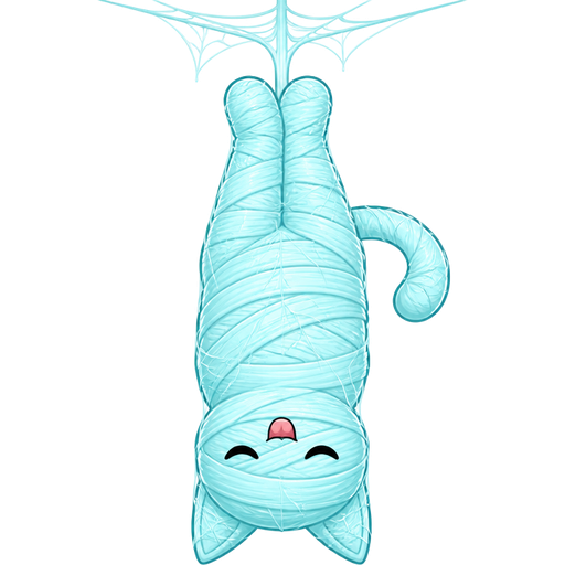 #B8FFFF slikworm cocooned #B8FFFF mummified completely covered anthro black cat happy upside down hanged upside down covered with #B8FFFF thin coat of #B8FFFF spider webs