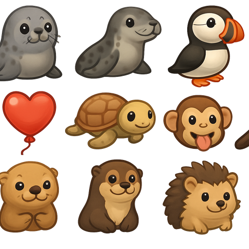 Ross seal leopard seal puffin balloon baby glacus antlicus crazy monkey leech sea otter giant Brazilian otter hedgehog