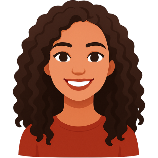 Necesito un emoji de una chica morena de pelo rizado pero sonriente y estilo pinterest y con pelo más largo y más delgada