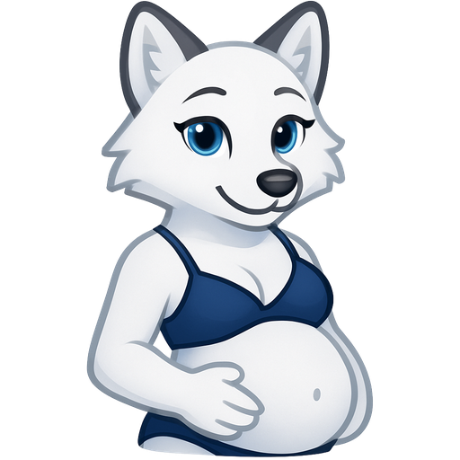 Lilly the furry wolf black with red eyes with dark red needo and white wolf with blue eyes with dark blue bikini is pregnant