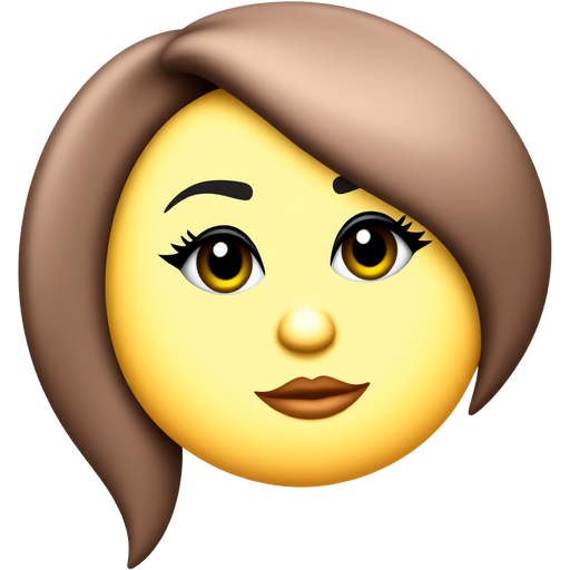 yellow simple emoji that's doing the sexy female head tilt with sexy lashes eyeliner she looks seductive