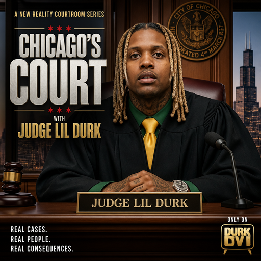 Lil durk judge robe green shirt and yellow tie tv 📺 reality series Chicago’s court with judge Lil durk