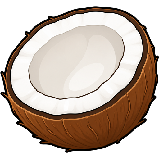 ghibli style | coconut halve | ghibli style | vector-cartoon | glossy cel-shading | bold smooth black outlines