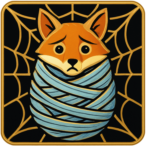 #B8FFFF cocoon wrapped up coated with think coat of #B8FFFF webbing orange fox worried covered with #B8FFFF coated with think coat of #B8FFFF giant webbing and silk coating with #B8FFFF silk, aesthetic style, visually pleasing emoji