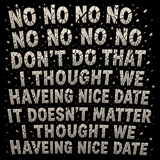 NO NO NO NO NO NO NO NO DON'T DO THAT I THOUGHT WE HAVEING NICE DATE IT DOESN'T MATTER I THOUGHT WE HAVEING NICE DATE