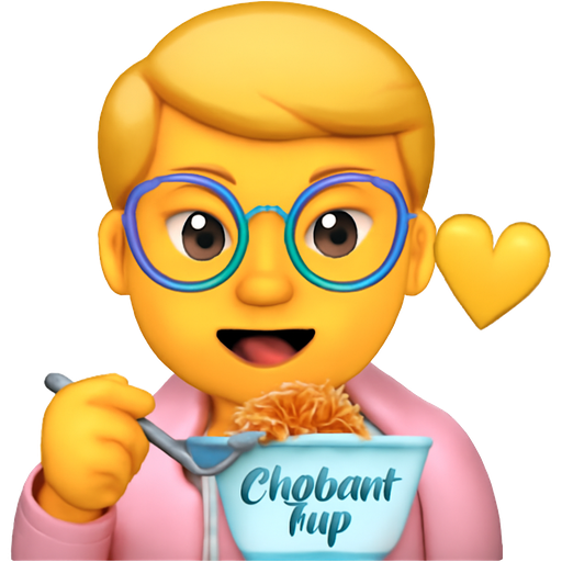Boy with white skin, blonde hair, colorful glasses and a light pink jacket loves to eat chobani flip yogurt