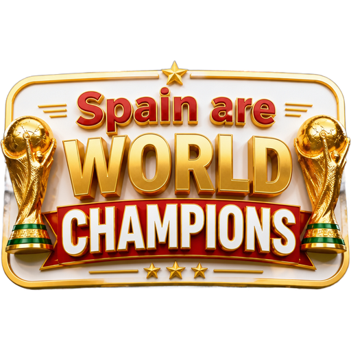 Make it say “Spain are WORLD CHAMPIONS” and put it in FIFA stadium front when someone scores a goal, put two trophies beside the text