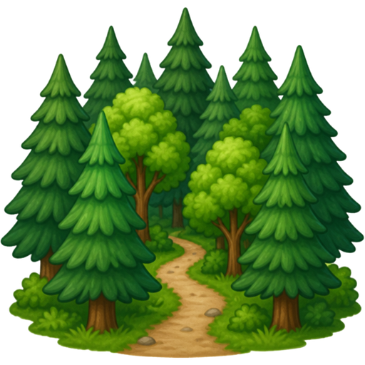 Put several trees next to each other but also behind. It should look like a forest. But in between there should be a little hiking trail.