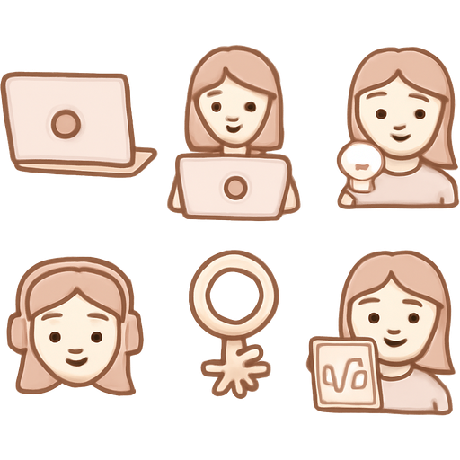 Create a series of emojis that are soft pink, beige, sand , white in colour. The topic is around girls in tech.