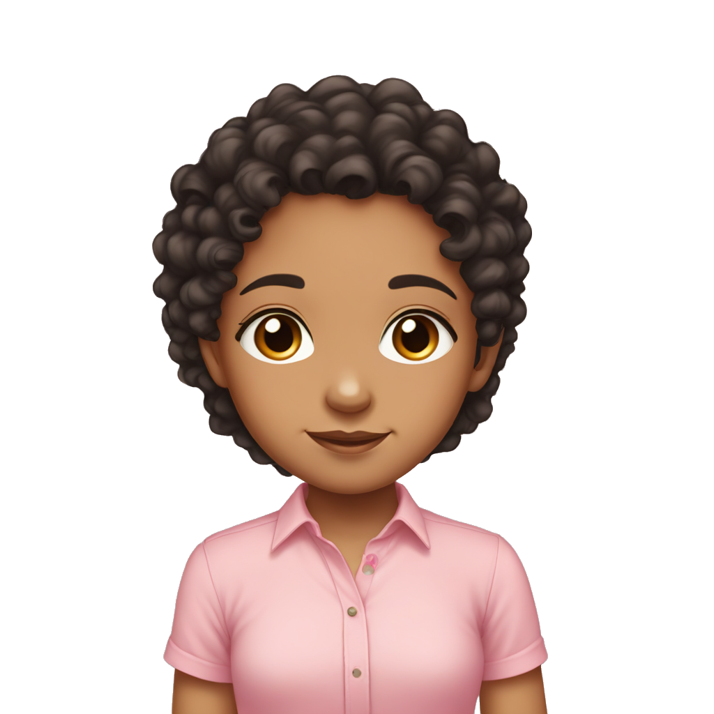 young adorable little girl, black curly hair, lightskin/brownskin, soft light girly pink shirt, facing forward