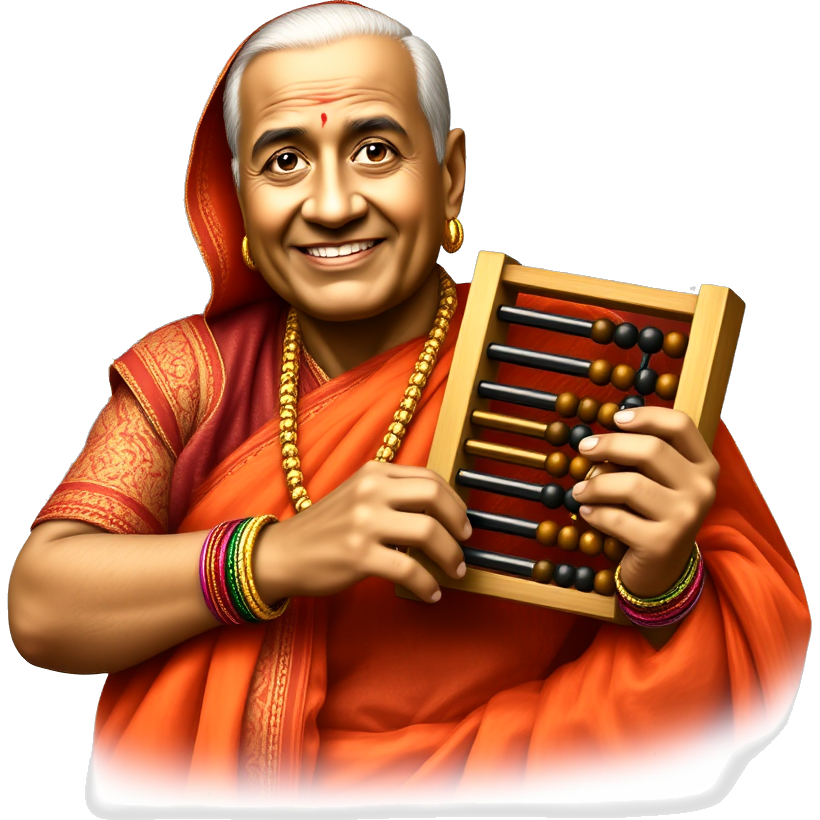 "Timeless numerologist, age 60, draped in vibrant traditional Indian attire, adorned with intricate patterns and embellished with colorful bangles. Surrounded by a swirl of glowing numbers, wielding a golden abacus, eyes twinkling with wisdom, and a gentle smile reflecting decades of mathematical mastery and cultural richness."