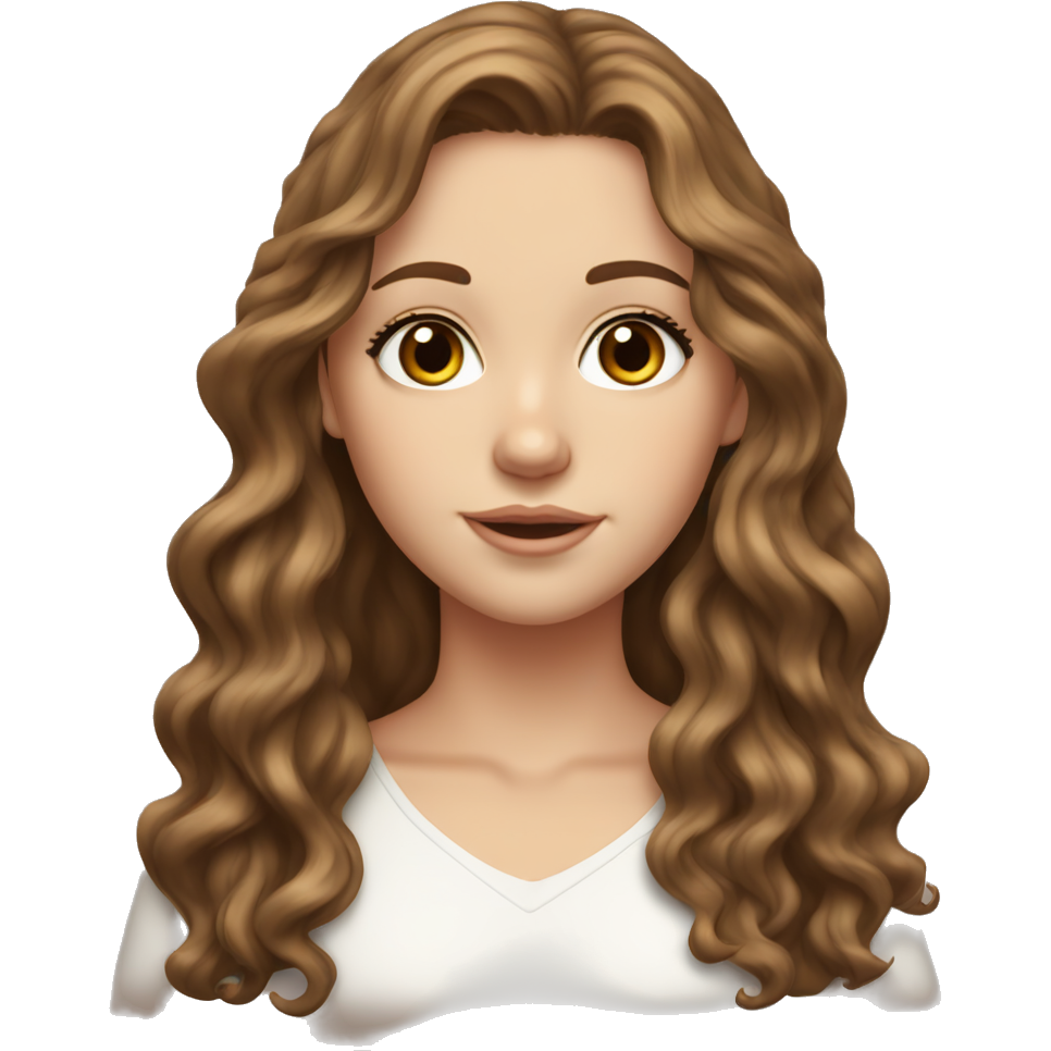 White girl. Long brown wavy hair. Hair is middle part. Brown eyes. Long eyelashes. Beautiful. Pretty.
