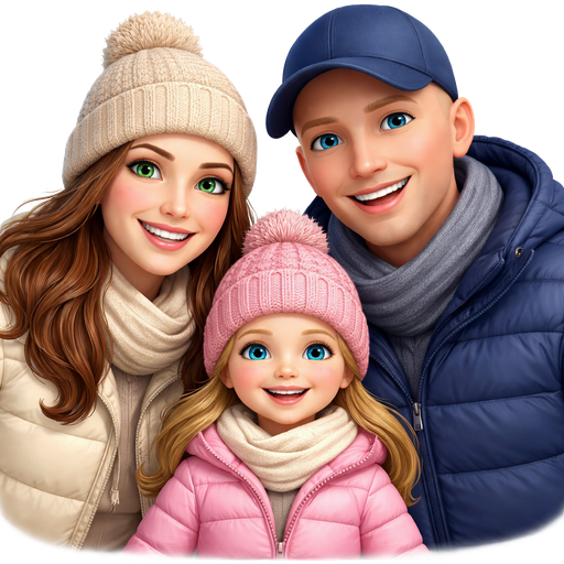 Gemeinsam Am Meer spazieren im Winter gehen Mama braune Haare grüne Augen mit Papa ohne Haare mit basecap blaue Augen und Tochter 5 Jahre