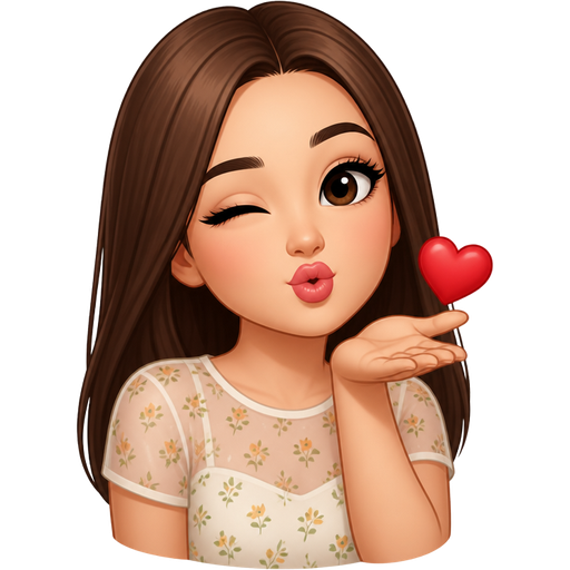 light skin woman with straight chocolate brown hair wearing a summer illusion top short sleeves blowing a kiss