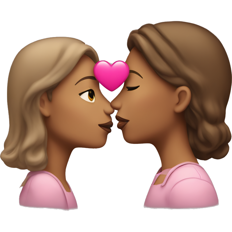A single medium-skin tone woman leaning in for a kiss, with a pink heart at her mouth, no second person
