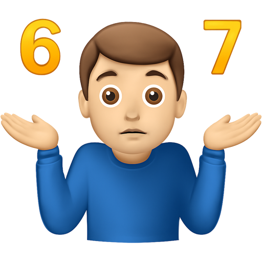 @K3YZ3N ๐บ๐ธ๐ง: A man shrugging his shoulders with 6 above his left hand and 7 above his right hand