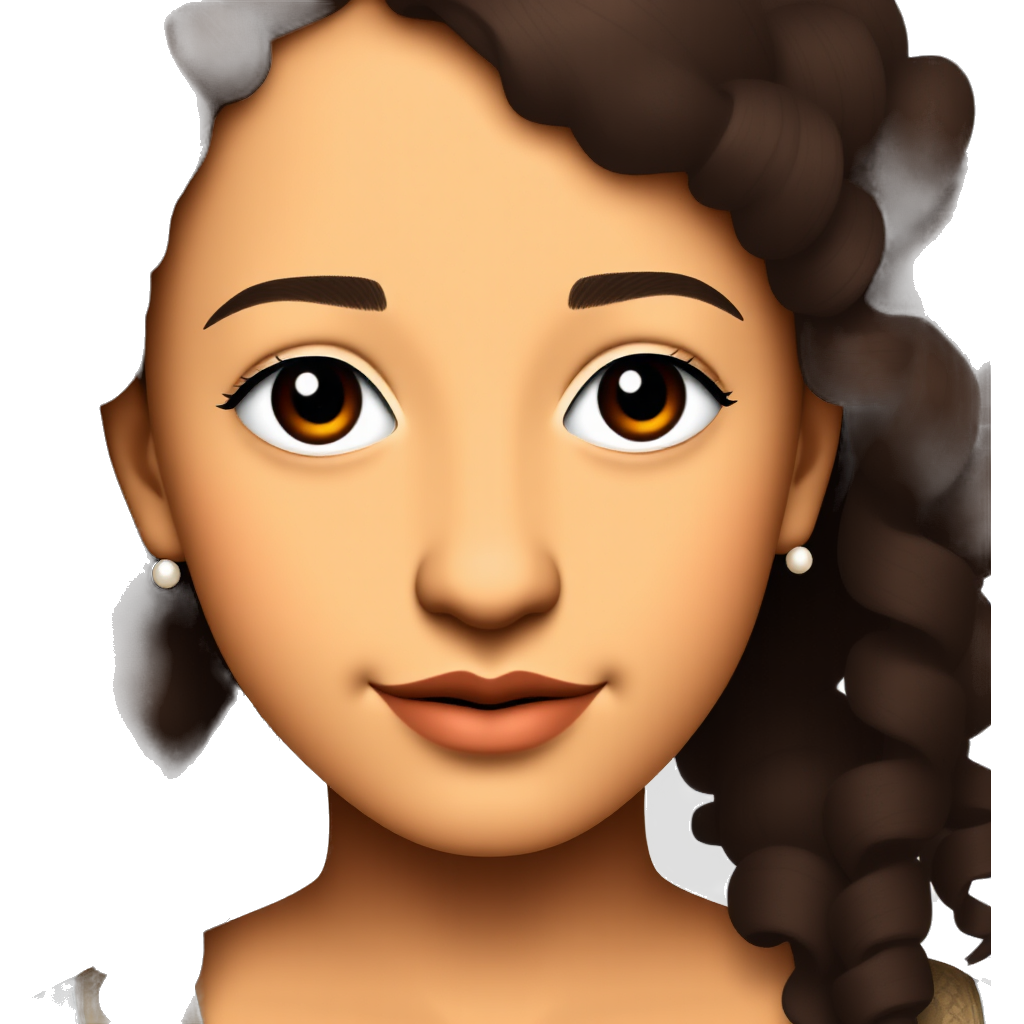 arab girl with tan skin curly dark brown long hair, big nose, small lips, andpearl small earrings and long eyelashes