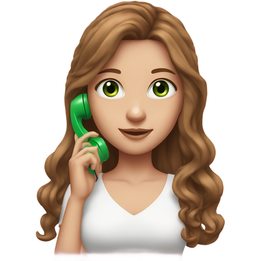 A Girl with Brown Long hair and green eyes with Long lashes and a White top and in her hand Is a pink phone Ear rings