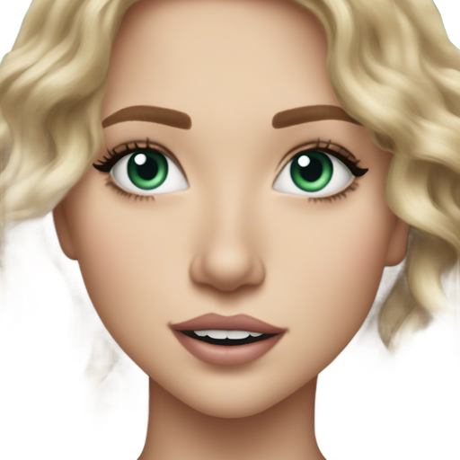 Make a dirty blonde-haired girl with bluegreen eyes. Make the lips pinker. Don’t make her too close to the camera (kinda make her look like Sabrina carpenter) with wavy hair (like beach wavy-ish curly-ish) smiling. Make it look like a normal girl emoji in the style tho. Her makeup is clean girl-light. Blush, mascara, highlighter, concealer, lipgloss and bronzer. She is gonna have a normal tank top on that is baby pink/white light pink-ish.