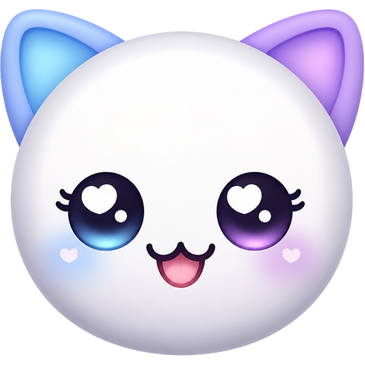 this emoji but cuter⚪️ put ears on the back. These two are for the ears.🩵💜 make cute eyes too and cute mouth