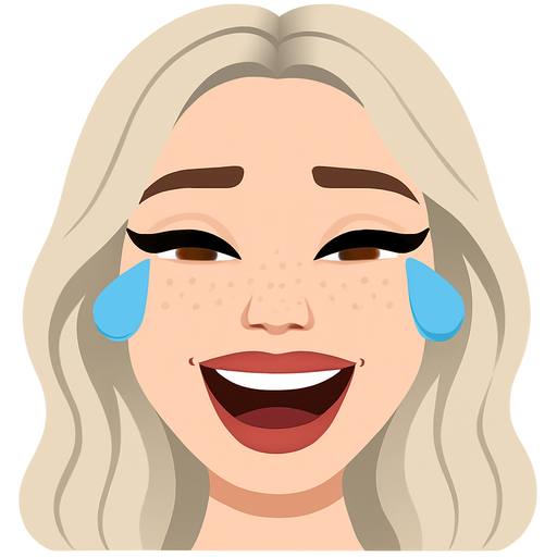 28 year old kind of a baddie with full but not too big lips a slight bumpy nose high cheek bones with freckles hazel eyes very long lashes winged eyeliner sparkly eyeliner and lips very fair skin with long slightly wavy ice blonde hair and dark roots parted to the side crying laughing
