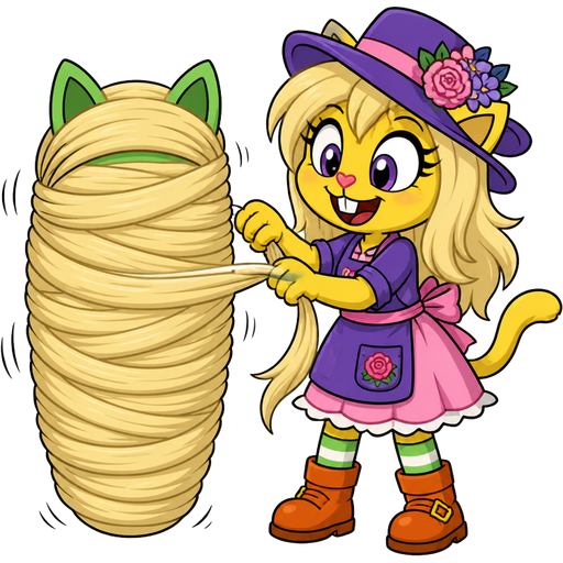 green boy cat furry getting quickly wrapped up mummified and webbed by furry yellow cat anthro with purple eyes light blonde hair purple and pink florist hat and purple florist outfit green and white socks orange boots with buckles light pink skirt with its own light blonde hair 2 light blonde hair mummy cocoon shaped like green boy cat furry completely covered with light blonde hair mummy cocoon then furry yellow cat anthro with purple eyes light blonde hair purple and pink florist hat and purple florist outfit green and white socks orange boots with buckles light pink skirt next to the light blonde hair mummy cocoon happy tree friends cartoon comic version