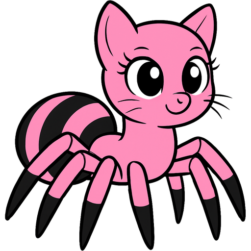upper torso of a pink cat and the lower body of a giant pink and black tarantula my little pony friendship is magic style