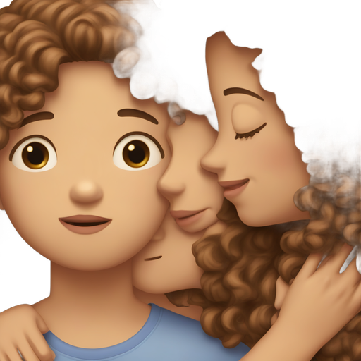 Make them both light skin A boy with brown hair and brown eye color is kissing his girlfriend with brown long curly hair and brown eye color, the boy hugs his girlfriend and her hand is on his cheek, and his hands are on her back, the boy is bigger and the girl and the boy has eyes closed, his lips is against her lips