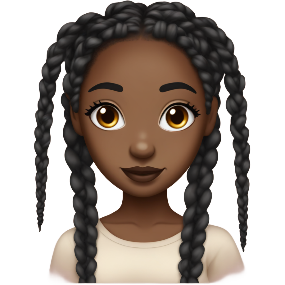 Make a black girl with box braids and brown eyes with long eye lashes a little bit of blush and some brown lip liner and lip gloss