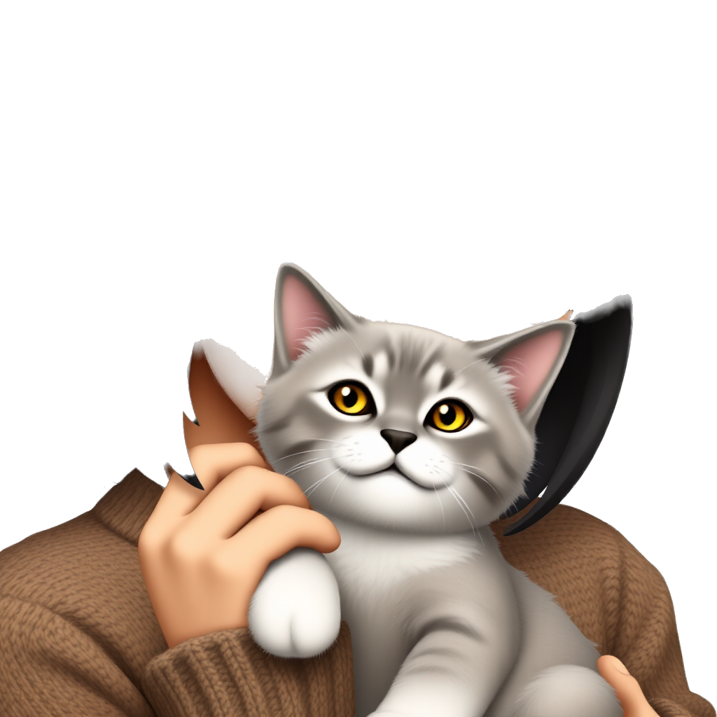19yo girl, tan-bronze tone, black to the shoulder length hair , black eyes, holding a cat., wearing brown sweater