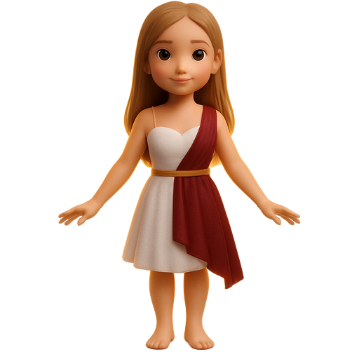 3D iOS-style emoji of a full-body fairy inspired by a young woman with light skin and long straight light brown hair, wearing a minimal elegant outfit in white, gold, and deep burgundy (#6A0908), with soft luminous wings, gentle glowing aura, warm lighting, realistic 3D texture, refined iOS aesthetic, transparent background.