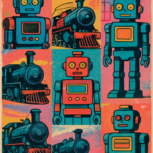 Robots #1, Robots #2, Robots #3, Robots #4, Locomotive Train #1, Locomotive Train #2, Locomotive Train #3, Locomotive Train #4