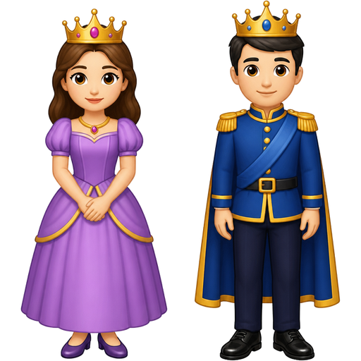 Woman ๐ฉ๐ป + Crown ๐ + Shoe (Dress Shoe ๐) = Princess ๐ธ, Man ๐จ๐ป + Crown ๐ + Shoe ๐ = Prince ๐คด