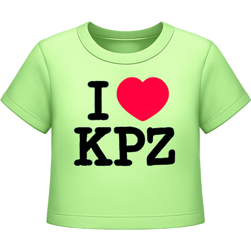 all light green cropped t-shirt / I ❤️ KPZ letter on it / I❤️NY t-shirt style / make hem flat not round / make heart more red