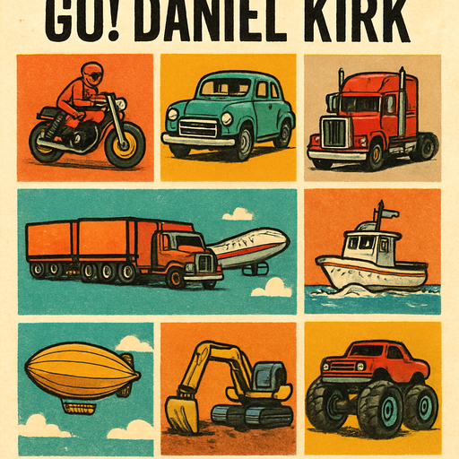 “Go! Daniel Kirk”: Motorcycles, Car, Truck, Road Train, Aeroplane, Boat, Airship, Digger, Ship and Truck Monster