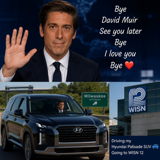 David Muir navy blue blazer white shirt dark blue tie bye david Muir see you later bye I love you bye driving Hyundai palisade suv 🚙 going to wisn 12