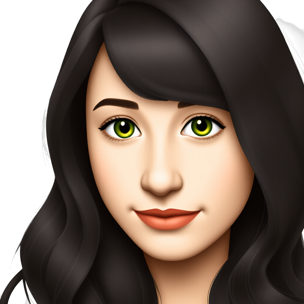 teen Latina girl who’s white with black to brown wavy styled medium to long hair and green eyes with heat shaped lips and a tiny nose