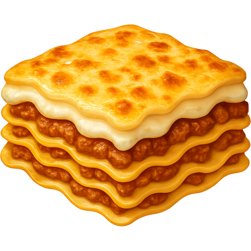 Layers of soft pasta, rich Bolognese sauce, and creamy béchamel. The gratinéed cheese on top forms a golden crust, while the inside remains tender and flavorful. Each bite is a comforting, indulgent mix.